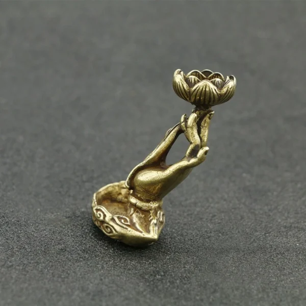 Porte-Encens Bouddha en Cuivre – Support Lotus à Refoulement pour Yoga, Méditation et Relaxation - Image 5