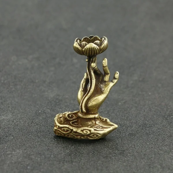 Porte-encens Bouddha en cuivre avec support lotus, idéal pour yoga et relaxation