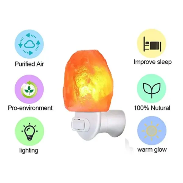 Lampe de Sel de l'Himalaya Naturelle - Lumière Chaude 3000K - Purificateur d'Air - Pierre Anti-Humidité - Décoration Zen - Image 3