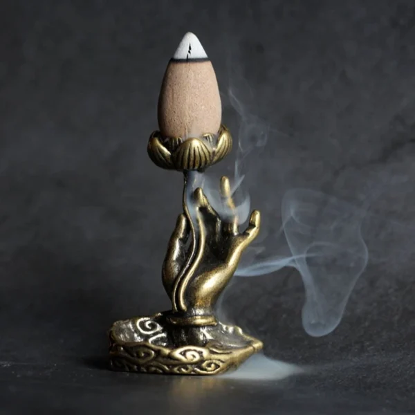 Porte-Encens Bouddha en Cuivre – Support Lotus à Refoulement pour Yoga, Méditation et Relaxation - Image 2