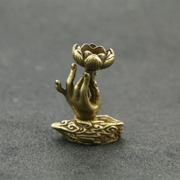 Porte-Encens Bouddha en Cuivre – Support Lotus à Refoulement pour Yoga, Méditation et Relaxation - Image 4