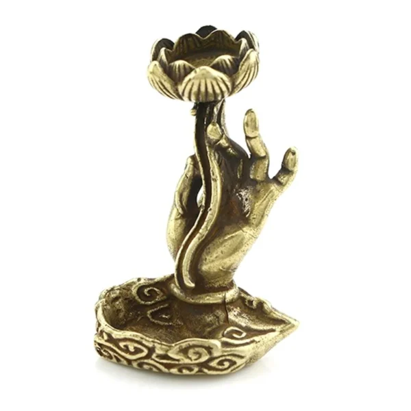 Porte-Encens Bouddha en Cuivre – Support Lotus à Refoulement pour Yoga, Méditation et Relaxation - Image 3
