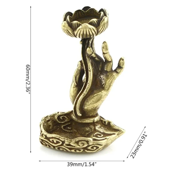 Porte-Encens Bouddha en Cuivre – Support Lotus à Refoulement pour Yoga, Méditation et Relaxation - Image 6