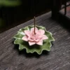 Porte Bâton d'Encens en Céramique Artisanale – Brûleur d'Encens Élégant à Base de Feuille de Lotus - Image 4