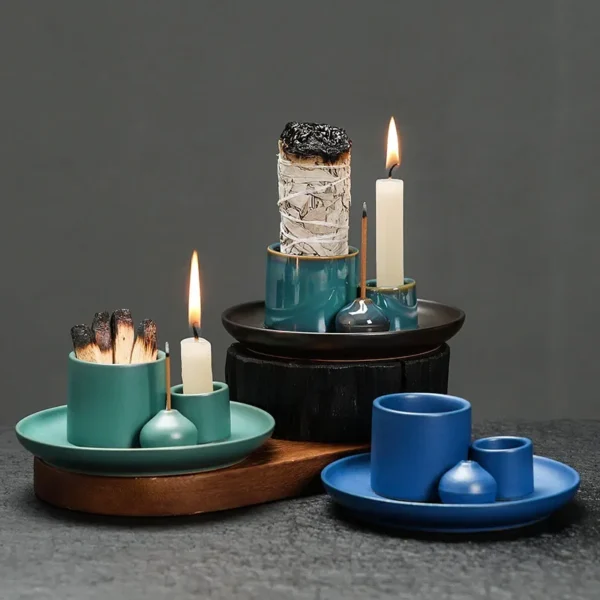 Brûleur Céramique Multifonction 3 en 1 – Porte-Encens, Brûleur Palo Santo, Support de Bougie pour Décoration Maison - Image 4