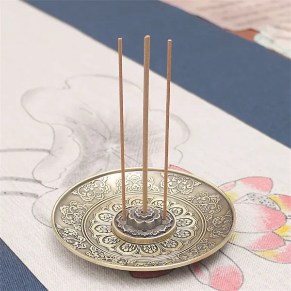 Porte-Encens Bouddha en Alliage avec Lotus – Support pour Bâton d'Encens et Cône pour Décoration Maison - Image 2