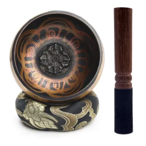 Bol tibétain en métal avec motif Lotus pour musique relaxante et sommeil profond