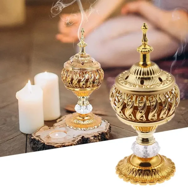 Brule Encens Marocain en Métal Luxe - Support pour Encens Arabes & Cônes - Style Vintage Élégant - Image 2