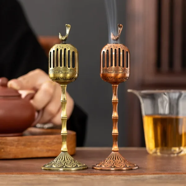 Brûleur d'Encens en Alliage – Décoration Traditionnelle Chinoise pour Cérémonie de Thé et Aromathérapie - Image 2