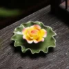 Porte Bâton d'Encens en Céramique Artisanale – Brûleur d'Encens Élégant à Base de Feuille de Lotus - Image 3