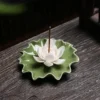 Porte Bâton d'Encens en Céramique Artisanale – Brûleur d'Encens Élégant à Base de Feuille de Lotus - Image 2