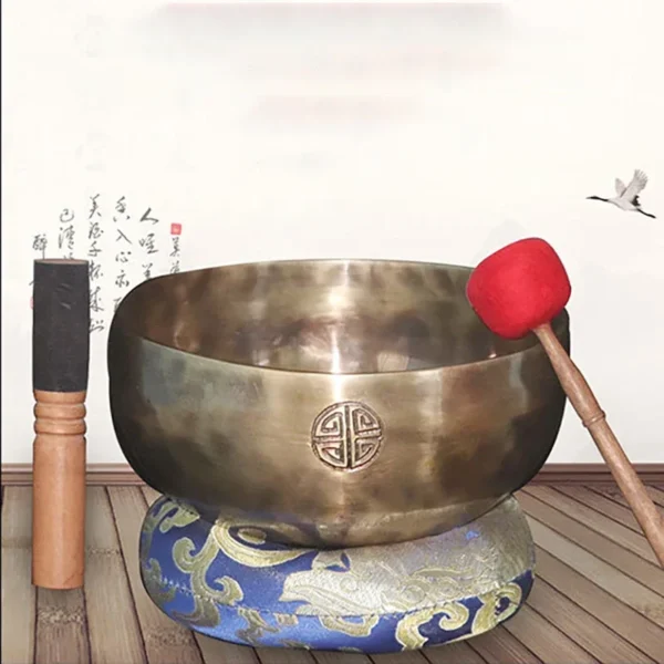 Grand Bol Tibétain Pleine Lune Népalais – Fait Main – Méditation, Yoga et Amélioration de la Concentration - Image 2