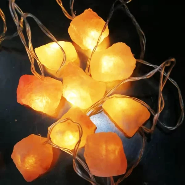 Guirlande lumineuse en lampe de sel de l'Himalaya - Pierre de sel rose naturelle pour décoration zen