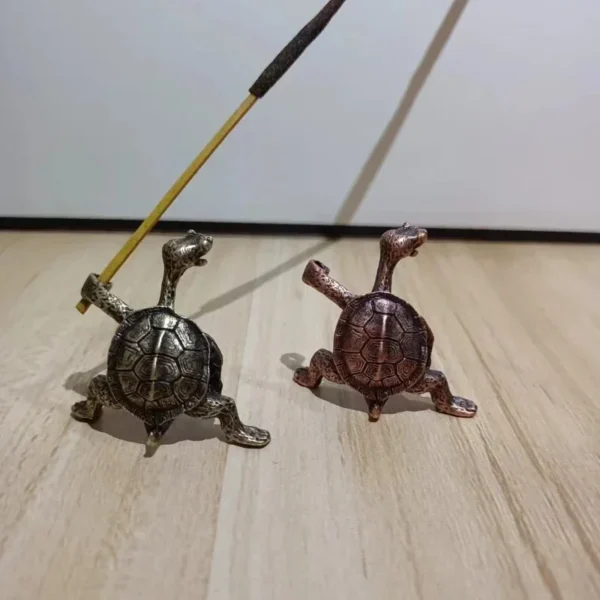 Porte-Encens Tortue Antique en Bronze – Support pour Bâton de Santal, Décoration de Table - Image 2