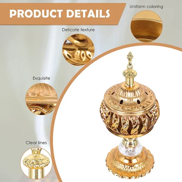 Brule Encens Marocain en Métal Luxe - Support pour Encens Arabes & Cônes - Style Vintage Élégant - Image 6