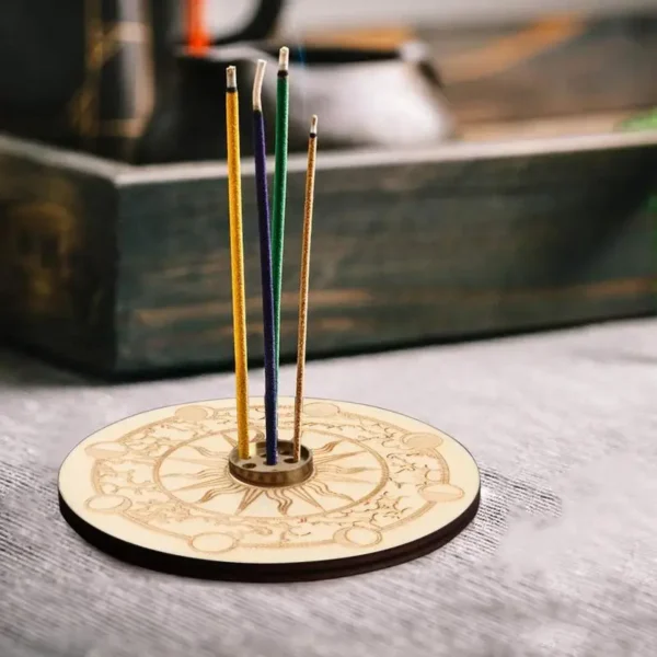 Porte-Encens en Bois 9 Trous – Support pour Bâtons d'Encens pour Salon, Salle de Yoga et Décoration Maison - Image 4