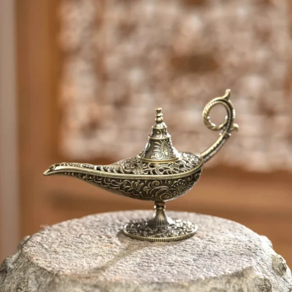 Brûleur d'Encens Métal Ancien – Porte-Encens en Laiton Design Lampe Magique d'Aladdin - Image 3