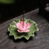 Porte Bâton d'Encens en Céramique Artisanale – Brûleur d'Encens Élégant à Base de Feuille de Lotus