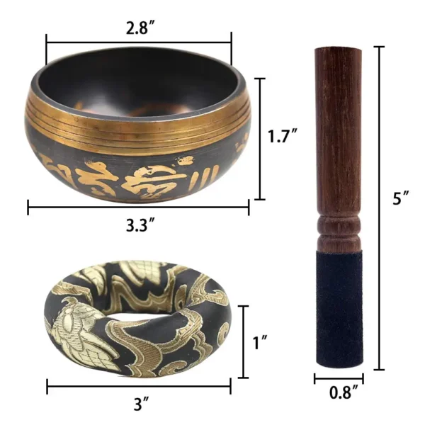 Bol Chantant Tibétain avec Motif Lotus – Idéal pour le Sommeil, la Méditation, la Prière et la Guérison des Chakras - Image 2