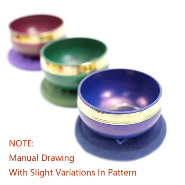 Bol Chantant Tibétain en Laiton Fait Main – Ensemble de Bols Chakras Colorés pour Méditation et Harmonisation des Chakras - Image 6