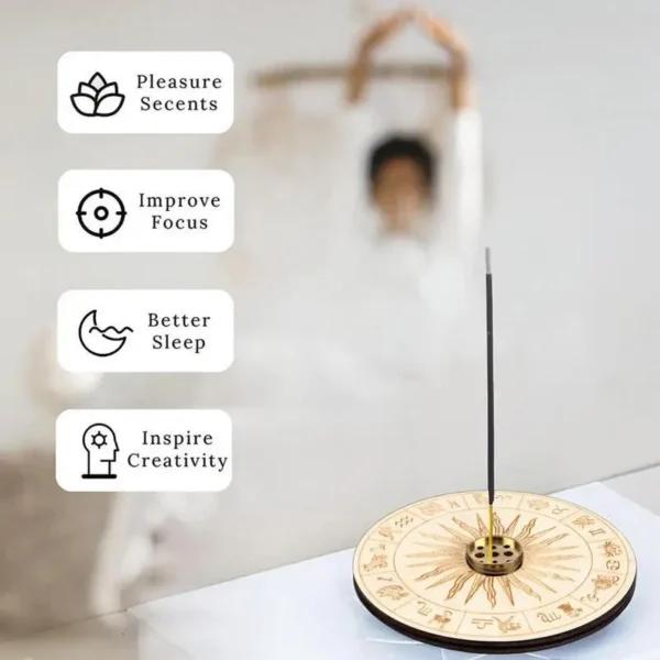 Porte-Encens en Bois 9 Trous – Support pour Bâtons d'Encens pour Salon, Salle de Yoga et Décoration Maison - Image 3