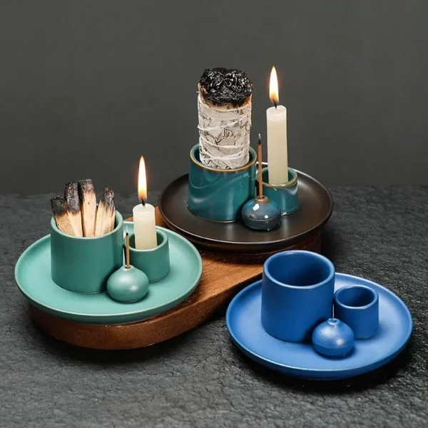Brûleur Céramique Multifonction 3 en 1 – Porte-Encens, Brûleur Palo Santo, Support de Bougie pour Décoration Maison - Image 3