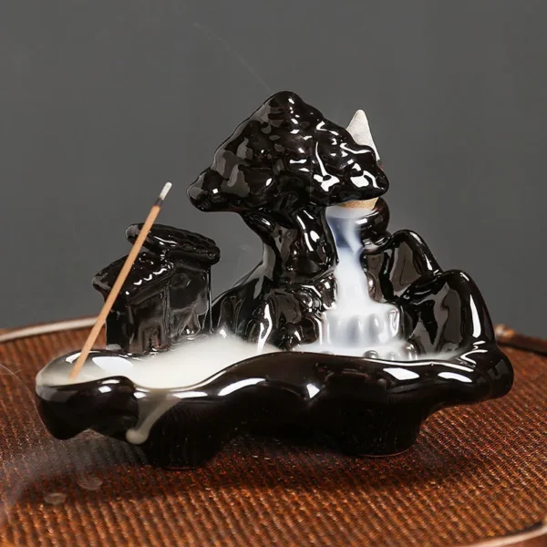 Brûleur d’Encens Cascade en Céramique – Porte Encens à Effet de Fumée Tombante pour Décoration et Relaxation - Image 6