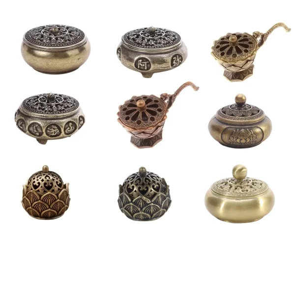 Brûleur d'Encens Lotus Bouddhiste en Alliage de Cuivre – Décoration pour Maison et Bureau, Parfait pour Yoga et Méditation - Image 3
