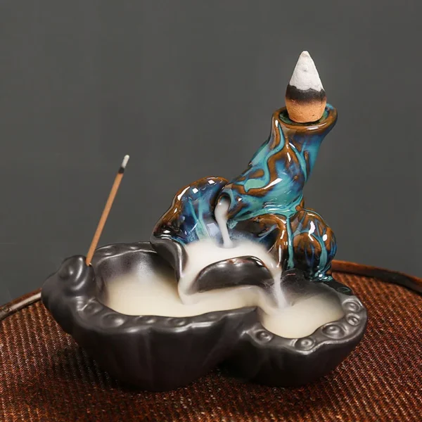Brûleur d’Encens Cascade en Céramique – Porte Encens à Effet de Fumée Tombante pour Décoration et Relaxation - Image 2