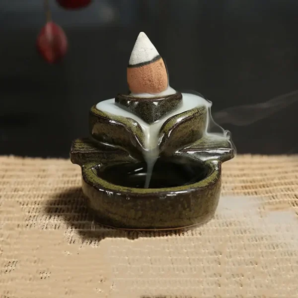 Mini Brûleur d'Encens à Reflux en Céramique | Porte-Encens Design Buddha Zen pour Bureau et Maison - Image 2