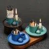 Brûleur céramique multifonction 3 en 1, porte-encens Palo Santo et support de bougie pour la maison