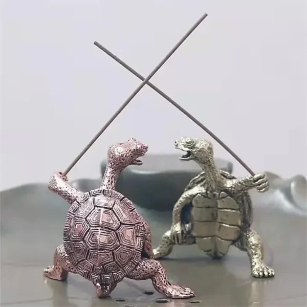 Porte-Encens Tortue Antique en Bronze – Support pour Bâton de Santal, Décoration de Table - Image 3