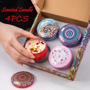 Coffret de 4 bougies encens avec motifs arabes et senteur parfumée