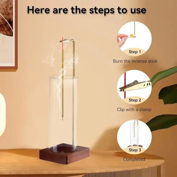 Porte-Encens Japonais en Bois avec Minuterie - Brûleur d'Encens Original Anti-Cendres - Design Zen - Image 2