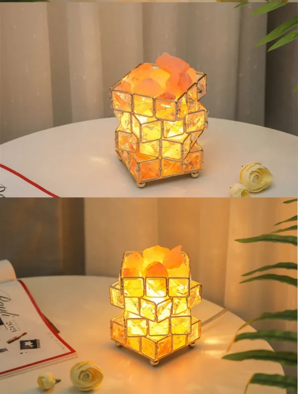 Lampe en Cristal de Sel de l'Himalaya - Pierre de Sel Naturelle Purifiante - Lumière Chaude - Décoration Zen & Bien-être - Image 5