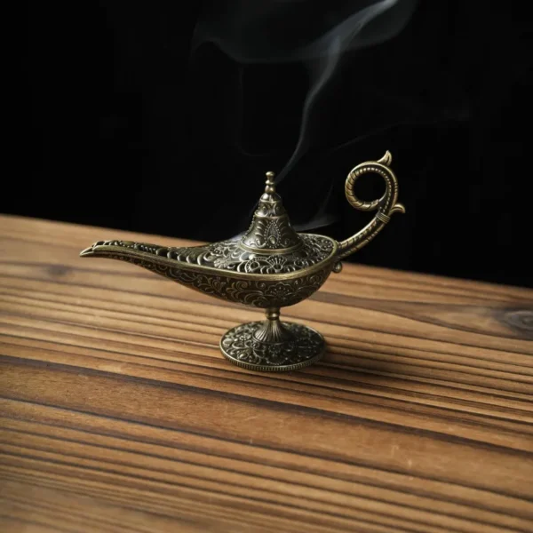 Brûleur d'Encens Métal Ancien – Porte-Encens en Laiton Design Lampe Magique d'Aladdin - Image 5