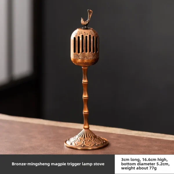 Brûleur d'Encens en Alliage – Décoration Traditionnelle Chinoise pour Cérémonie de Thé et Aromathérapie - Image 6
